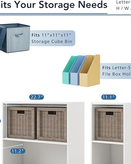 Apexa 2-Tier Cube Storage Organizer Shelves, Stackable Wood Bookcase Fits Cubby Bins for Organization, Dorm Teen Room Decor & Home Office, Steel Blue - LeafyLoom