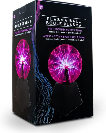 Interactive 6" Plasma Ball - Purple with Black Base, Mesmerizing Lightning Show, Sensitive to Touch & Responsive to Sound, Novelty Lamp, Magic Plasma Lamp for Gift - LeafyLoom