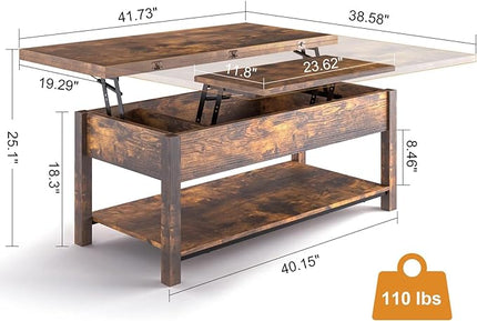 FABATO JS-TCT004-1108 Coffee Table, Rustic Brown - LeafyLoom