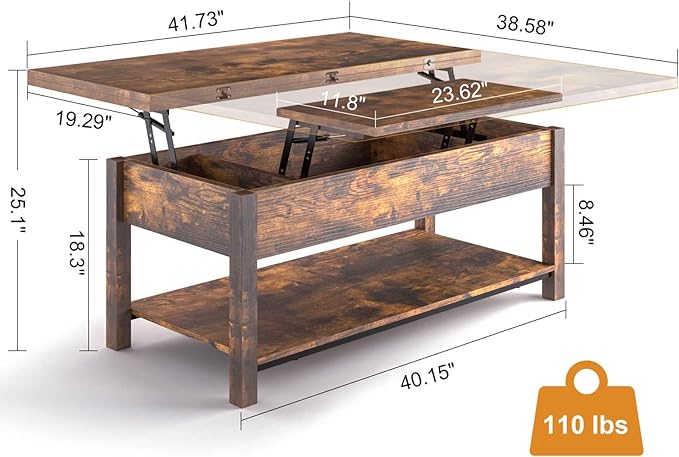 FABATO JS-TCT004-1108 Coffee Table, Rustic Brown - LeafyLoom