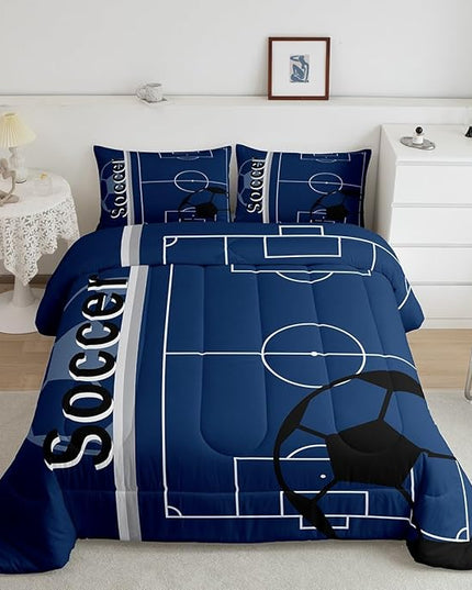 Feelyou Kids Football Comforter Set Queen Size Rugby Sports Bedding Set for Boys Girls Teens Bedroom Decor Soccer Ball Game Comforter Football Lover Duvet Set with 2 Pillow Case - LeafyLoom