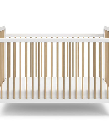 Storkcraft Pasadena 3-in-1 Convertible Crib (White with Driftwood) – GREENGUARD Gold Certified, Converts to Daybed and Toddler Bed, Fits Standard Full-Size Crib Mattress, Adjustable Mattress Height - LeafyLoom