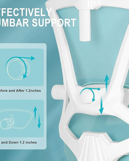 Misolant Ergonomic Office Chair with Footrest, Ergonomic Desk Chair with Adjustable 2D Lumbar Support, High Back Office Chair with Adjustable Headrest, Comfortable Executive Office Chair -Blue - LeafyLoom