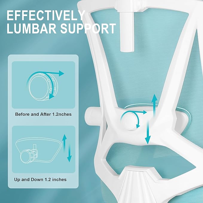 Misolant Ergonomic Office Chair with Footrest, Ergonomic Desk Chair with Adjustable 2D Lumbar Support, High Back Office Chair with Adjustable Headrest, Comfortable Executive Office Chair -Blue - LeafyLoom