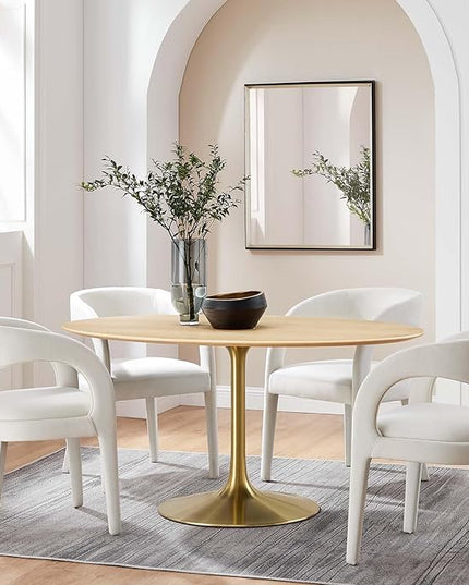 Modway Lippa Dining Table, 60", Gold Natural - LeafyLoom