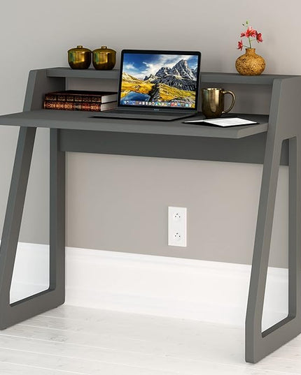 Computer Desk for Bedroom, Office & Small Spaces - Writing Desk Ideal for Students, Kids, Adults - Modern Design Compact Desk with Display Shelf - LeafyLoom