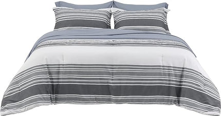 Bedsure Bed in a Bag King 7 Pieces - Striped Beddding sets, King Comforter Sets with Comforter, Fitted Sheet, Flat Sheet, Pillowcase & Shams - LeafyLoom