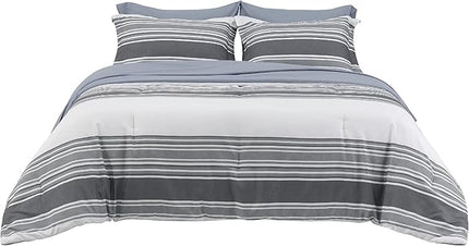 Bedsure Bed in a Bag Queen 7 Pieces - Striped Beddding sets, Queen Comforter Sets with Comforter, Fitted Sheet, Flat Sheet, Pillowcase & Shams - LeafyLoom