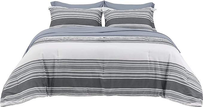 Bedsure Bed in a Bag Full 7 Pieces - Striped Beddding sets, Full Comforter Sets with Comforter, Fitted Sheet, Flat Sheet, Pillowcase & Shams - LeafyLoom