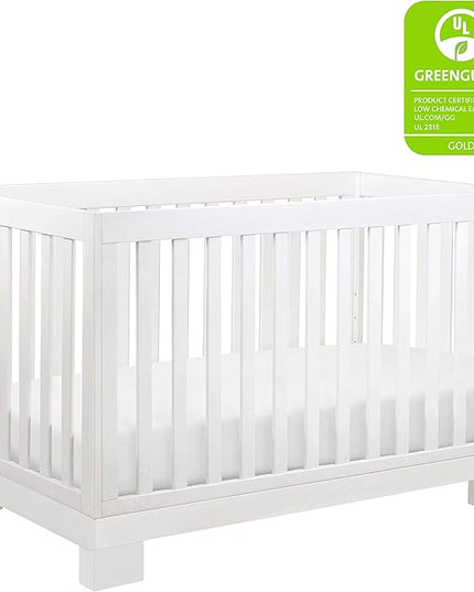 Babyletto Modo 3-in-1 Convertible Crib with Toddler Bed Conversion Kit in White, Greenguard Gold Certified - LeafyLoom