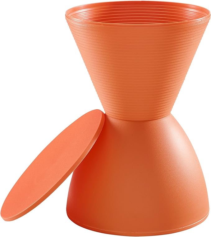 Modway Haste Contemporary Modern Hourglass Accent Stool in Orange - LeafyLoom