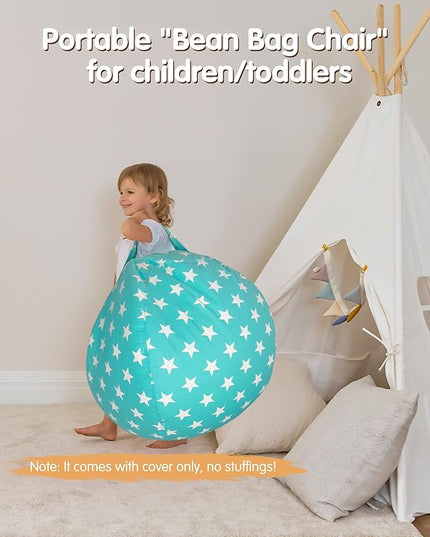 Aubliss Stuffed Animal Bean Bag Storage Chair (Aqua Star, X-Large (48'')) - LeafyLoom