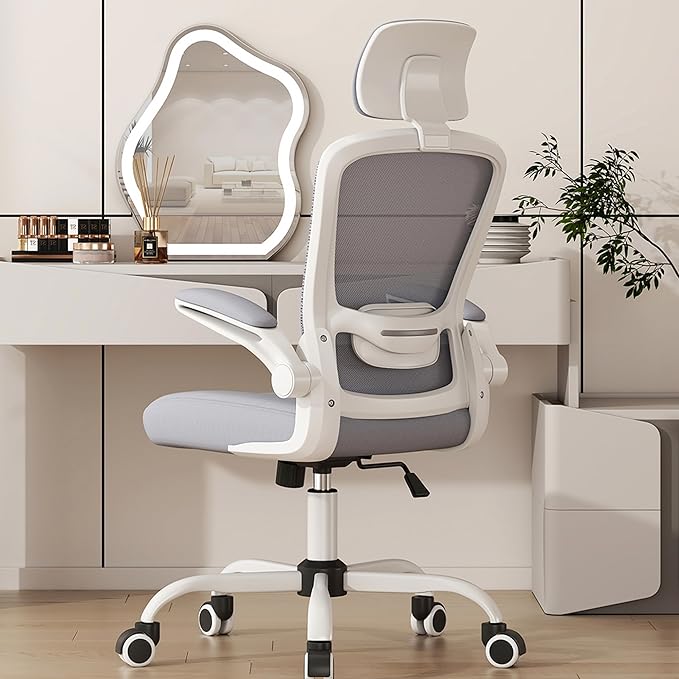 Mimoglad Office Chair, High Back Ergonomic Desk Chair with Adjustable Lumbar Support and Headrest, Swivel Task Chair with flip-up Armrests for Guitar Playing, 5 Years Warranty - LeafyLoom