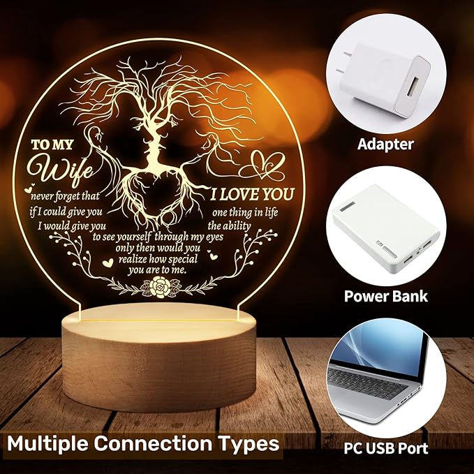Welsky Birthday Gifts for Wife, Wife Birthday Gift Ideas, Romantic Night Light Gifts for Her Wife, I Love You Gifts for Her - LeafyLoom