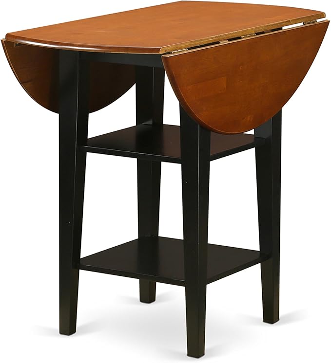 East West Furniture SUKE3H-BCH-W Sudbury 3 Piece Counter Height Set Contains a Round Wooden Table with Dropleaf & Shelves and 2 Kitchen Dining Chairs, 42x42 Inch - LeafyLoom