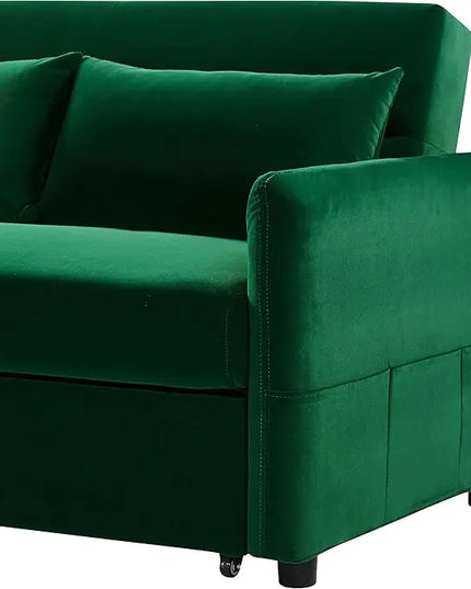 57.1" Convertible Sofa Bed, 3 in 1 Multi-Functional Lounge Chair Sleeper Loveseat , Pull Out Couch Guest Bed Futon Sofabed Sofacama with Adjustable Backrest and Side Pockets for Living Room Office - LeafyLoom