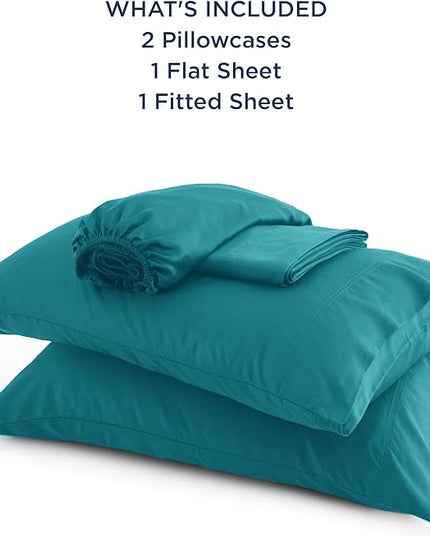 Bedsure Queen Sheets, Rayon Derived from Bamboo, Queen Cooling Sheet Set, Deep Pocket Up to 16", Breathable & Soft Bed Sheets, Hotel Luxury Silky Bedding Sheets & Pillowcases, Turquoise - LeafyLoom