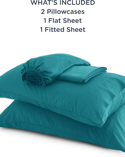 Bedsure California King Sheet Sets, Cooling Sheets, Rayon Derived from Bamboo, Deep Pocket Up to 16", Breathable & Soft Bed Sheets, Hotel Luxury Silky Bedding Sheets & Pillowcases, Turquoise - LeafyLoom