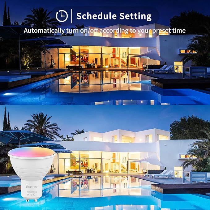 GU10 Smart Bulb 4 Pack, RGBCW Color Changing Alexa LED Light Bulbs 5W - WiFi Track Light Bulbs Dimmable Music Sync 2.4G WiFi Smart Bulbs Compatible with Google Assistant for Kitchen, Bedroom AvatarControls