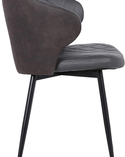 Armen Living Ava Contemporary Faux Leather Dining Room Kitchen Accent Chair, 30.5 Inch Height, Grey, Black - LeafyLoom