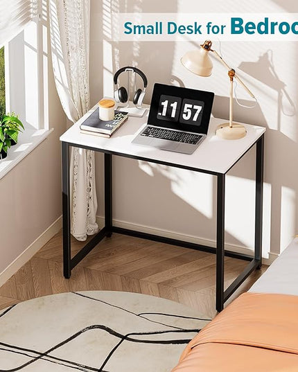 SINPAID Small Computer Desk 31.5 inches Desk for Small Spaces Sturdy Home Office Desk Modern Gaming Desk Study Writing Laptop Table, White Desk - LeafyLoom