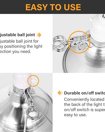 Simple Deluxe Clamp Lamp Light 60 Watt with 5.5 Inch Aluminum Reflector (no Bulb Included), 6 Feet Cord, 2 Pack, White - LeafyLoom