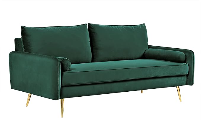 Kent Modern Sofa, European Style Velvet Living Room Furniture with Tapered Legs, Vintage Flair, and Sleek Design, Green - LeafyLoom