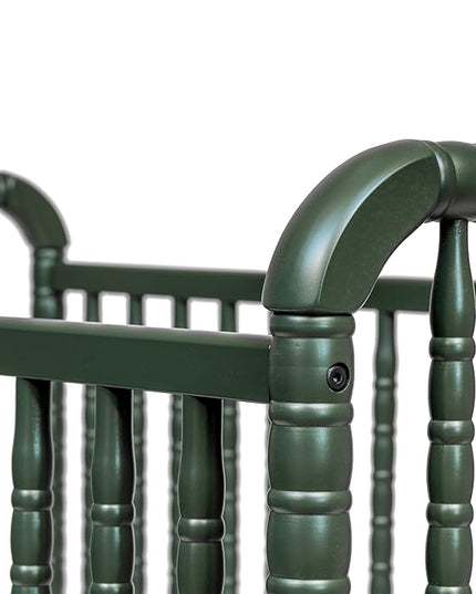 DaVinci Jenny Lind 3-in-1 Convertible Crib in Forest Green, Removable Wheels, Greenguard Gold - LeafyLoom