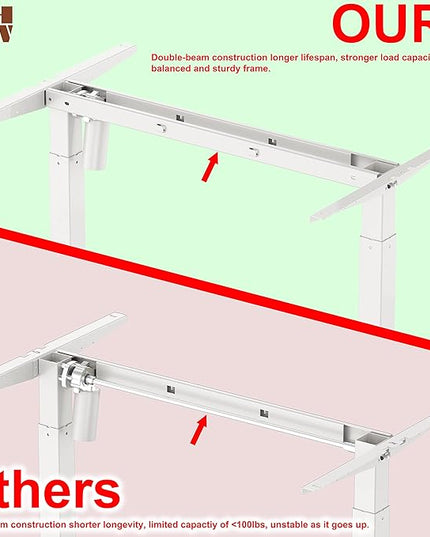 SHW 55-Inch Large Electric Height Adjustable L-Shaped Standing Desk with Right Facing Corner, Oak - LeafyLoom