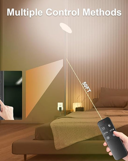LED Floor Lamp, 36W 3600LM Super Bright Mushroom-Head Standing Lamp with Remote/Touch Control, Modern Torchiere Sky Lamp with 2700K-6500K Stepless Dimming, 69" Tall Lamp for Living Room Bedroom Office - LeafyLoom