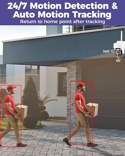 [WiFi 6 & 10X Zoom] XMARTO 10CH HD Auto Tracking PTZ Security Camera System Wireless Outdoor/Indoor, Dual-WiFi 4K NVR with 4X 6MP Home Cams, 1TB HDD (Plug-in 24/7 Surveillance, Auto WiFi-Relay) xmartO