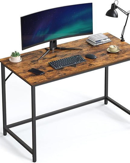 VASAGLE Computer Desk, Gaming Desk, Home Office Desk, for Small Spaces, 23.6 x 47.2 x 29.5 Inches, Industrial Style, Metal Frame, Rustic Brown and Black ULWD039B01 - LeafyLoom
