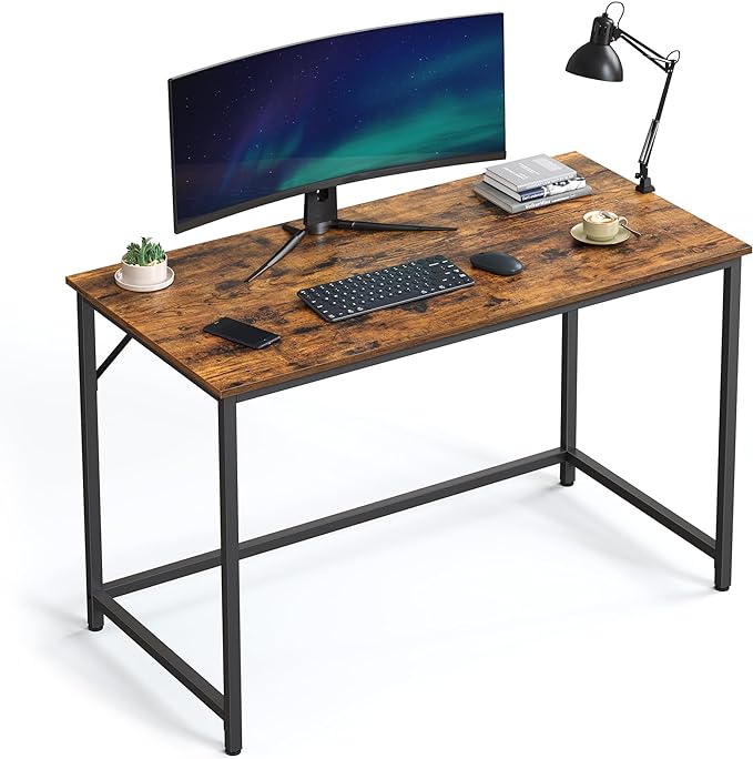 VASAGLE Computer Desk, Gaming Desk, Home Office Desk, for Small Spaces, 23.6 x 47.2 x 29.5 Inches, Industrial Style, Metal Frame, Rustic Brown and Black ULWD039B01 - LeafyLoom