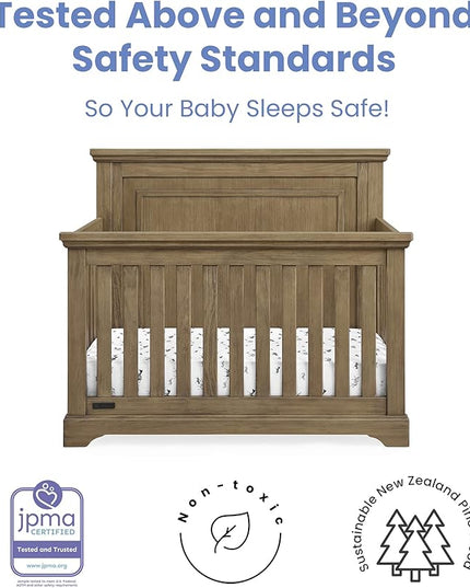 Delta Children Simmons Kids Paloma 4-in-1 Convertible Crib, Greenguard Gold Certified, Rustic Acorn - LeafyLoom