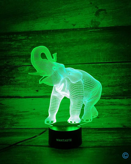 Elephant 3D Night Light for Boys Girls Room, Bedside Lamp Toys Decor Gifts for Kids Baby, 7 Colors Changing Nightlight with Smart Control - LeafyLoom