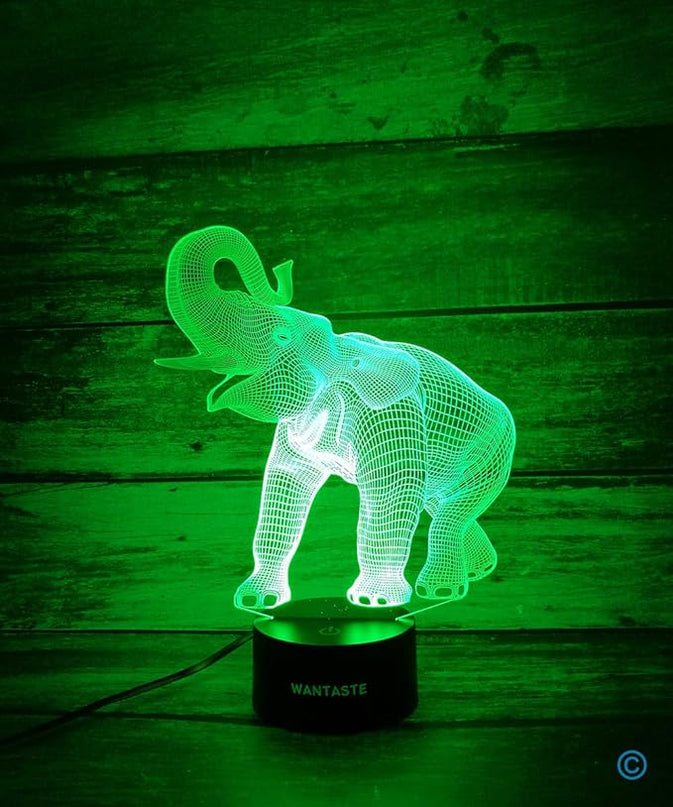 Elephant 3D Night Light for Boys Girls Room, Bedside Lamp Toys Decor Gifts for Kids Baby, 7 Colors Changing Nightlight with Smart Control - LeafyLoom