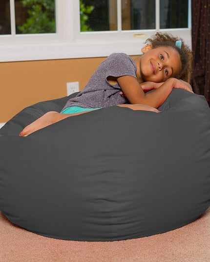 Posh Creations Bean Bag Chair for Kids, Teens, and Adults Includes Removable and Machine Washable Cover, Heather Gray, 38in - Large - LeafyLoom