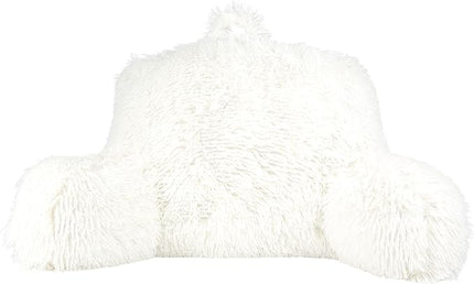 Klear Vu Shaggy Reading Pillow Back Rest Body Pillow for Adults and Kids, Lumbar and Arm Support on Bed, Chair, Couch, Sofa and Floor, 30" x 21", One Size, Winter White - LeafyLoom