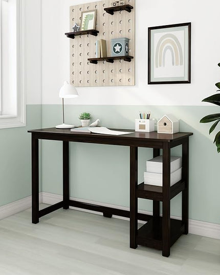 Max & Lily Solid Wood Desk With Shelves, 47 Inches, Espresso - LeafyLoom