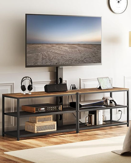 TV Stand with Mount and 4 Power Outlets 70.9", Entertainment Center Media Console, Swivel TV Stand Mount up to 80 inch TVs, Height Adjustable, Metal Frame for Living Room, Bedroom TVHR358E01 - LeafyLoom