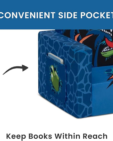 Delta Children Dinosaur Cozee Flip-Out Chair For Relaxing- 2-in-1 Convertible Lightweight,Portable Chair to Lounger for Toddlers & Kids - LeafyLoom