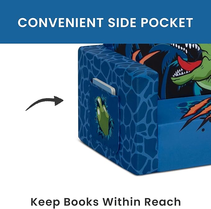 Delta Children Dinosaur Cozee Flip-Out Chair For Relaxing- 2-in-1 Convertible Lightweight,Portable Chair to Lounger for Toddlers & Kids - LeafyLoom