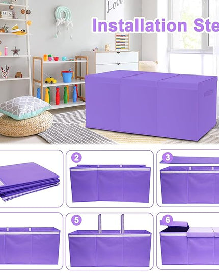 Extra Large Toy Box for Girls Boys - Collapsible Toy Chest Boxes Organizers and Storage for Nursery,Playroom,Office (Violet) 35.8"x12.6"x16" - LeafyLoom