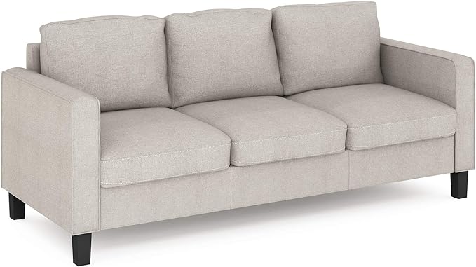 Furinno Bayonne Modern Upholstered 3-Seater Sofa Couch for Living Room, Fog - LeafyLoom