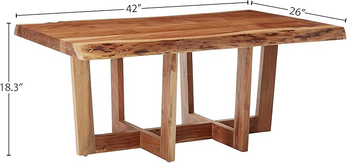 Alaterre Furniture Berkshire Live Edge Solid Wood 42 inch Coffee Table, Natural - LeafyLoom