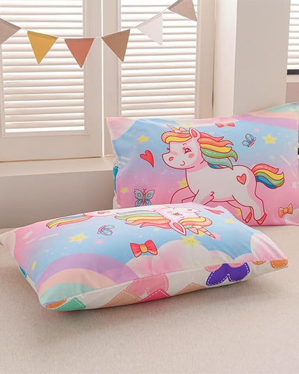 Aimuan Girls Unicorn Comforter Set 3 Pieces Pink Purple Bedding Set with Rainbow Star Galaxy Stars Fantasy Children Room Decor Soft Reversible Bed Sets for Boys/Girls/Teens (Pink Blue Twin3Pcs) - LeafyLoom