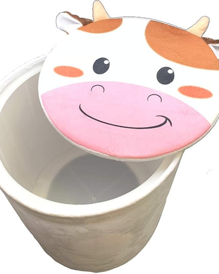 Storl Organizer Storage Stool for Toy and Cloth and Kids Stool (Cow, 12Wx13H) - LeafyLoom