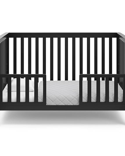 Storkcraft Hillcrest 4-in-1 Convertible Crib (Black) - Converts to Daybed, Toddler Bed, and Full-Size Bed, Fits Standard Full-Size Crib Mattress, Adjustable Mattress Support Base - LeafyLoom