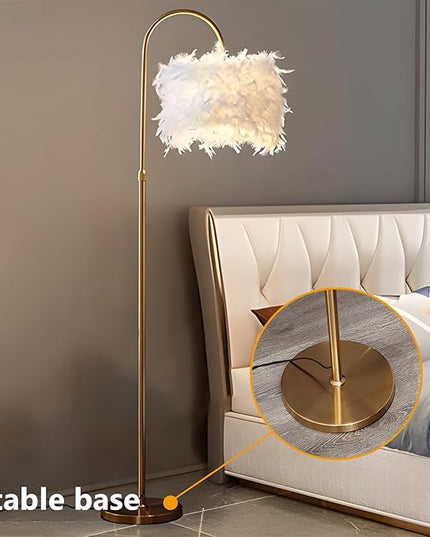 White Feather Floor Lamp 3 Color Temperature includes LED Bulb Simple Modern Curved Floor Lamp for Living Room Bedroom Office - LeafyLoom