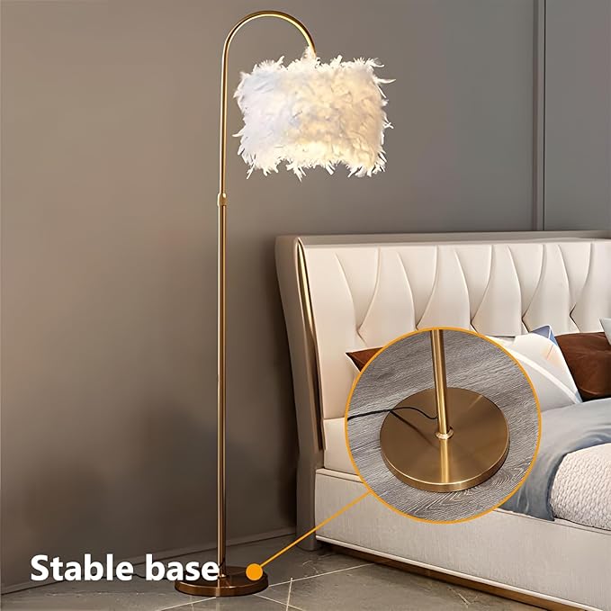 White Feather Floor Lamp 3 Color Temperature includes LED Bulb Simple Modern Curved Floor Lamp for Living Room Bedroom Office - LeafyLoom